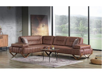 Canapé d'angle Salon paysage Couleur Marron Canapé en forme de L neuf Salon Canapé d'angle Luxe neuf