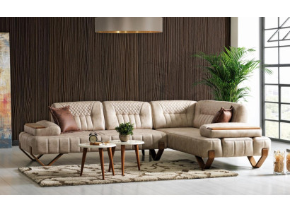 Canapé d'angle salon Paysage vivant Couleur Beige Canapé en L-forme Salon neuf Canapé d'angle Luxueux neuf
