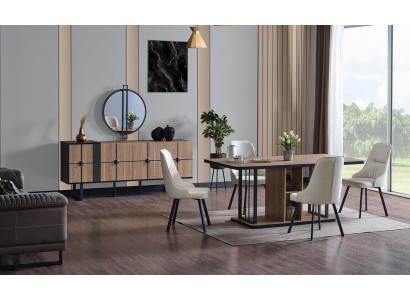 Set de salle à manger de luxe Table à manger 6x Chaises Buffet Set de salle à manger Ensemble 8 pièces