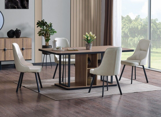 Set de salle à manger de luxe Table à manger 6x Chaises Buffet Set de salle à manger Ensemble 8 pièces