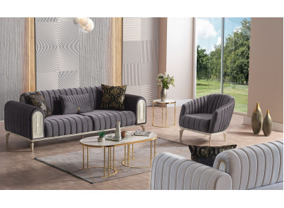 Ensemble de canapé 3+1 places Fauteuil relax moderne Suite Fauteuil Gris