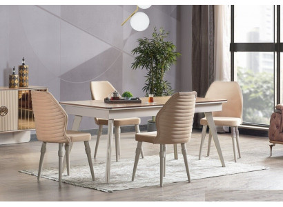 Ensemble complet de chaises Designer 6x + ensemble de table à manger. Nouvel ensemble de suite Designer pour la salle à manger.