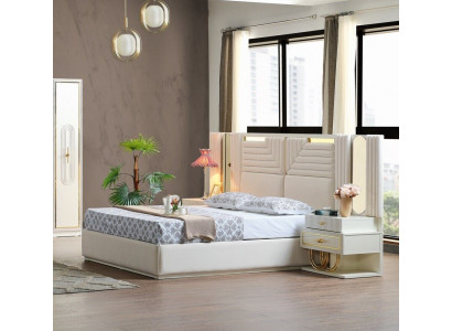 Ensemble de chambre moderne Lit + 2x Tables de chevet Meubles design 3 pièces UE