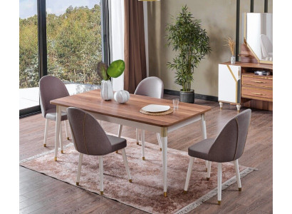 Salle à manger Ensemble 6x chaises + Ensemble de table à manger Salle à manger Chaise en bois design Suite neuve