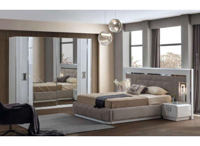 Chambre Ensemble complet Lit 2x Table de chevet Armoire nouveau Design 4 pcs.