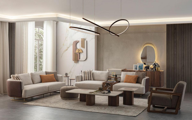Ensemble de canapés 3+3+1 place Fauteuil relax moderne Style moderne Salon de luxe 3 pièces