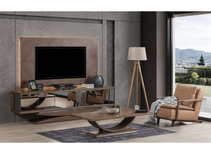 Meuble mural en bois moderne Étagère Style de salon Armoire Meuble de télévision avec cadre de télévision