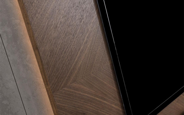 Meuble mural en bois moderne Étagère Style de salon Armoire Meuble de télévision avec cadre de télévision