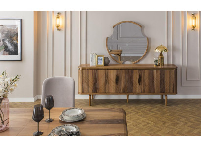 Buffet miroir Salon Designer Luxueux Commodes Modernes Marron neuf