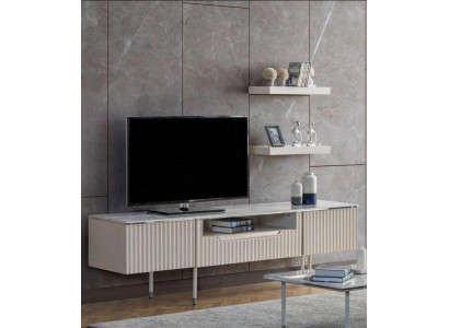 Meuble TV avec 2 étagères Table basse Buffet Table de salon Design moderne en bois