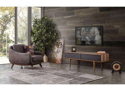 Meuble télé bas en bois pour salon, design TV-cabinet Lowboard.