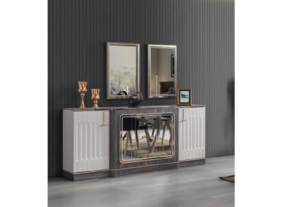 Buffet moderne avec 2 miroirs Meubles de salon design Commode en bois