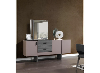 Buffet avec Miroir Bois Style Luxe Meubles Modernes Salle à Manger Buffets 2 pièces.