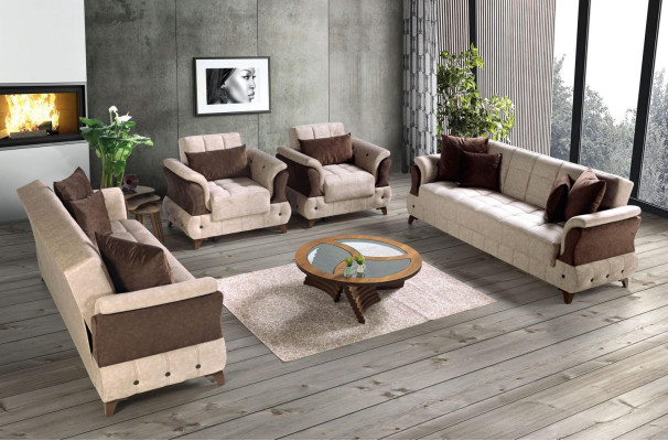 Ensemble de canapé moderne Fauteuil Canapé en textile Luxe Complet de luxe 3+2+1+1 place