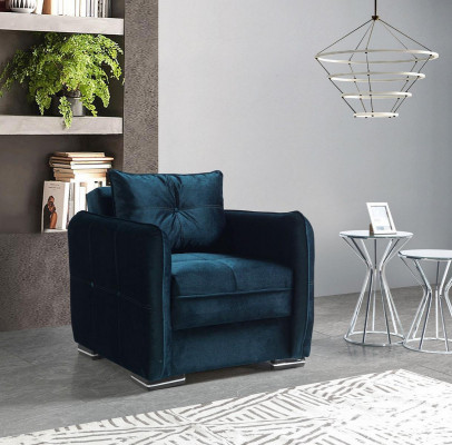 Design 2 places Fauteuil de luxe Relax en textile couleur bleue Fauteuil de club de salon moderne