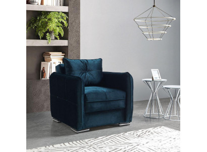 Design 2 places Fauteuil de luxe Relax en textile couleur bleue Fauteuil de club de salon moderne