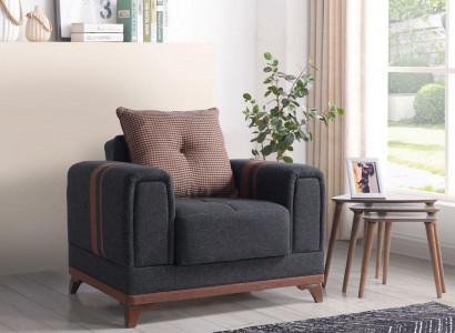 Design Canapé Fauteuil de Luxe Relax Textile avec accoudoirs en acier inoxydable Fauteuil Relax Moderne