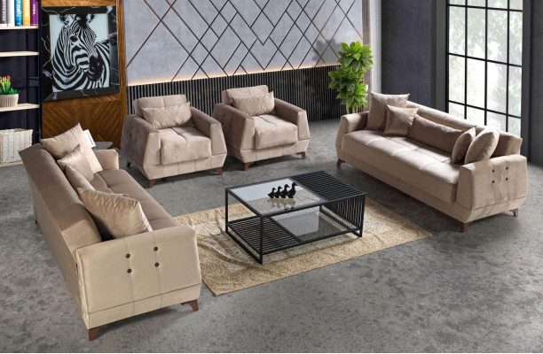 Ensemble de canapé 3+2+1+1 Fauteuil relax complet 4 pièces.