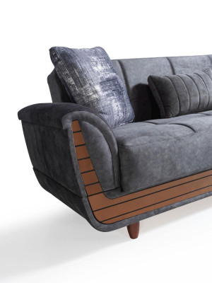 Ensemble de canapé 3+2+1+1 Salon en bois Canapé de luxe en tissu moderne Complet Moderne