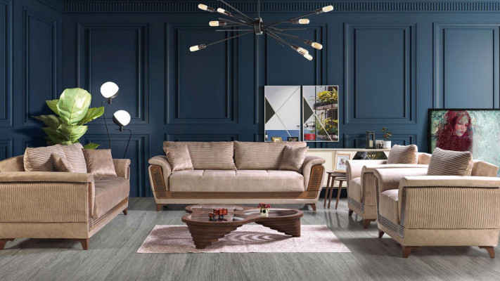 Ensemble de canapé 3+2+1+1 places en tissu moderne complet Fauteuil 3 places Luxe nouveau