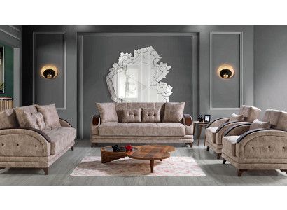 Ensemble de canapé 3+2+1+1 Salon en bois Canapé de luxe moderne en tissu Complet Moderne nouveau