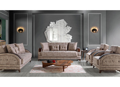 Ensemble de canapé 3+2+1+1 Salon en bois Canapé de luxe moderne en tissu Complet Moderne nouveau