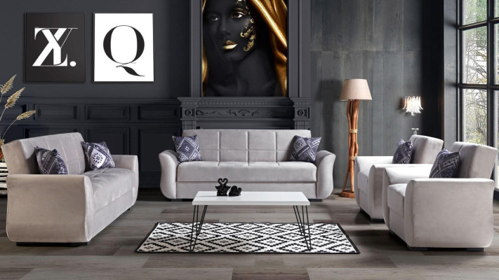 Ensemble de canapé 3+2+1+1 Fonction lit Set Complet Canapé en textile Fauteuil-lit Sofa