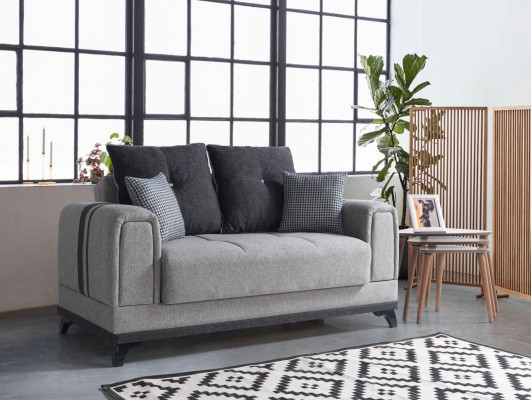 Ensemble de canapé gris 3+2+1 places en textile en bois fauteuil complet