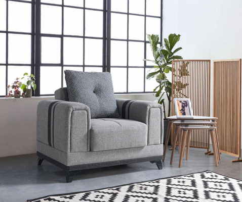 Ensemble de canapé gris 3+2+1 places en textile en bois fauteuil complet