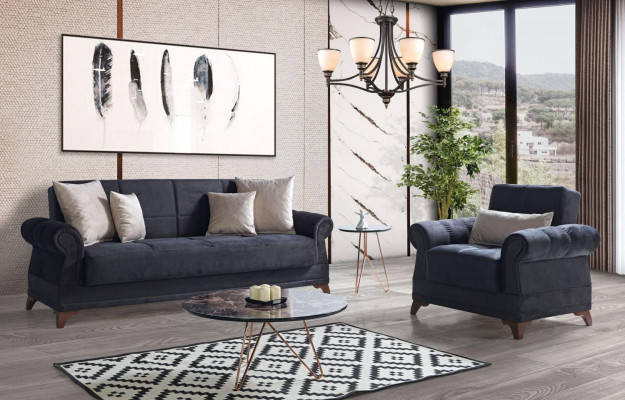 Ensemble de canapés 3+1 places Textile Moderne Complet Fauteuil Canapé 3 places de Luxe Relax