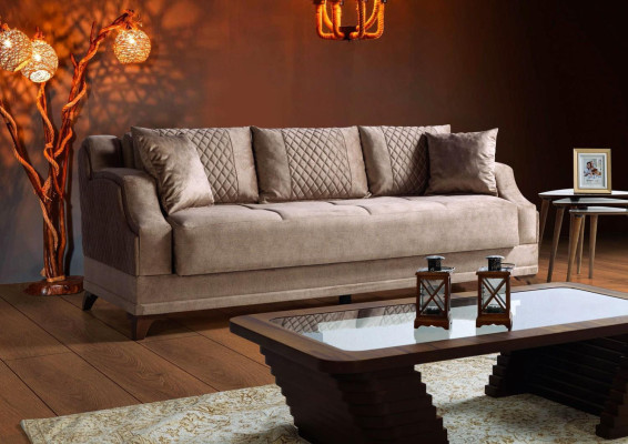 Ensemble de canapé 3+2+1+1 Fauteuil Suite Moderne Mobilier de relaxation Beige de luxe