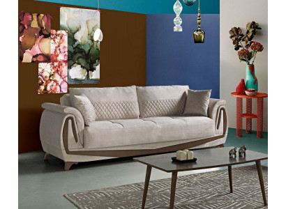 Canapé 3 places de luxe Mobilier de salon Canapé élégant 230cm Beige textile nouveau