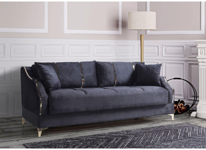 Canapé de luxe 3 places Mobilier de salon Élégant Canapé Textile Noir 208cm