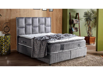 Conception de lit Lits de luxe Revêtement beige Mobilier de chambre Argent 160x200