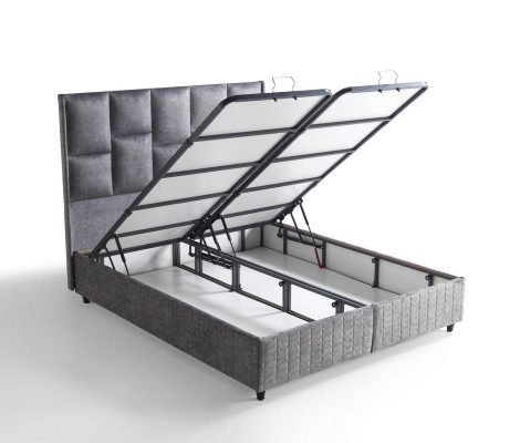 Conception de lit Lits de luxe Revêtement beige Mobilier de chambre Argent 160x200