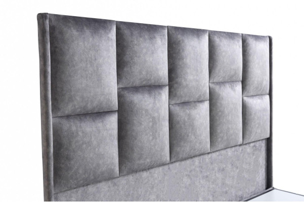 Conception de lit Lits de luxe Revêtement beige Mobilier de chambre Argent 160x200