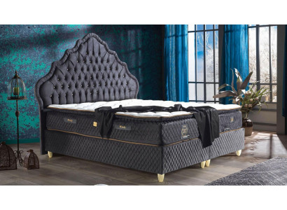 Design de lit Lits de luxe Rembourrage noir Mobilier de chambre Chesterfield