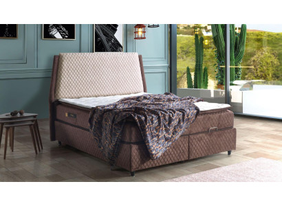 Design de lit Lits Lits de luxe Rembourrage Meubles de chambre Box Spring Brun