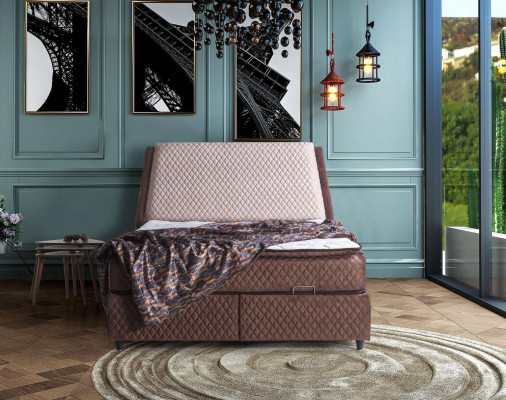 Design de lit Lits Lits de luxe Rembourrage Meubles de chambre Box Spring Brun