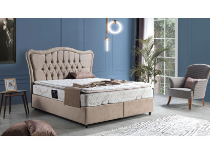 Design de lit Lits Luxe Rembourrage Mobilier de chambre Moderne Beige 160x200