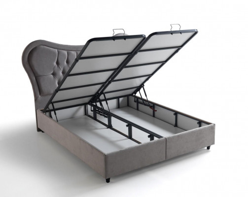 Design de lit Lits de luxe avec revêtement beige Mobilier de chambre Chesterfield 160x200