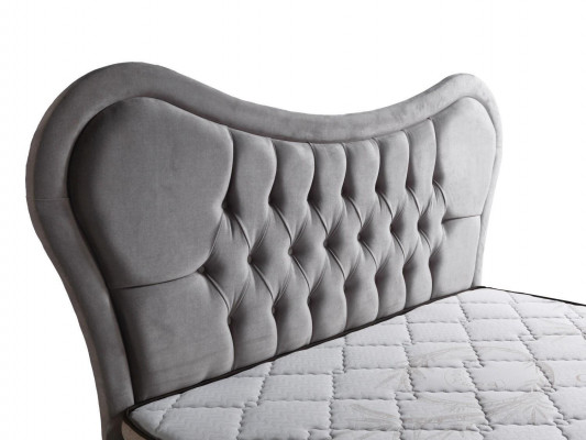 Design de lit Lits de luxe avec revêtement beige Mobilier de chambre Chesterfield 160x200