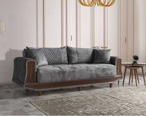Ensemble de canapé 3+2+1+1 places Textile Bois Canapé 3 places Fauteuil moderne Ensemble complet