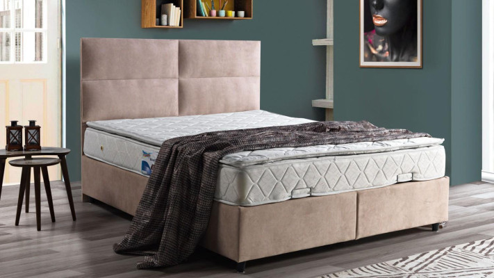 Conception de lit Lits Luxe Rembourrage beige Mobilier de chambre Lits doubles 160x200