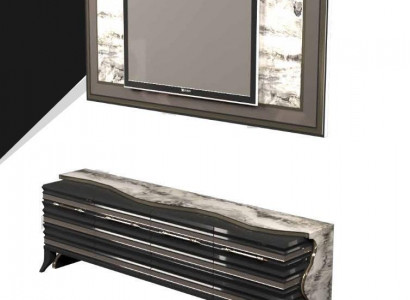 Buffet exclusif avec panneau télé Unité murale Commode Meuble TV 2 pièces