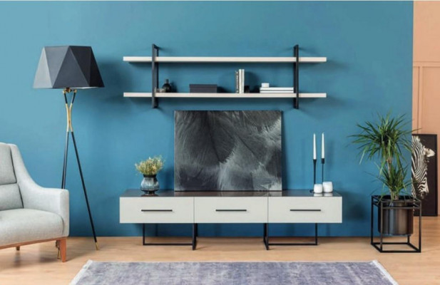 Unité murale Étagère murale Design TV Lowboard Étagère Salle de séjour Bois Mobilier