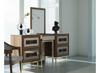 Chambre ensemble commode avec miroir Coiffeuse Buffet de luxe Ensemble de 2 pièces