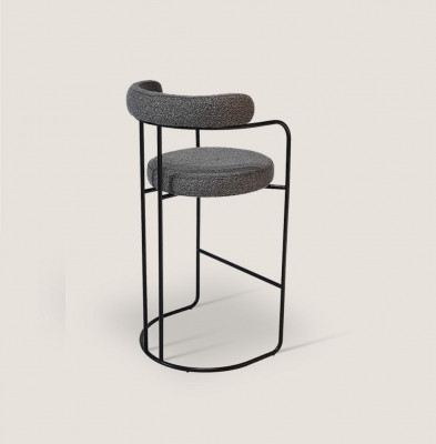 Tabouret de bar de luxe gris en acier inoxydable, chaise de meuble de bar design cadre de tabouret