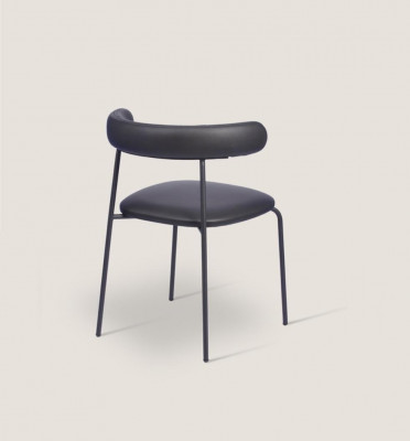 Chaise en acier inoxydable noir Chaises en similicuir Siège unique Mobilier de salle à manger
