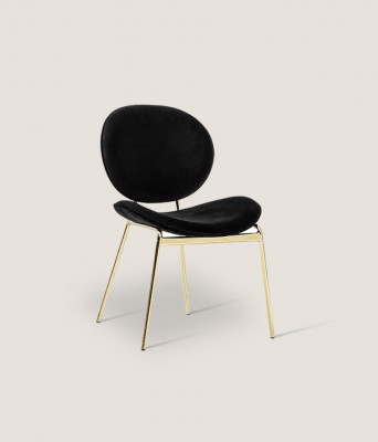 Chaise design noire avec pieds en acier inoxydable Chaises modernes de salle à manger